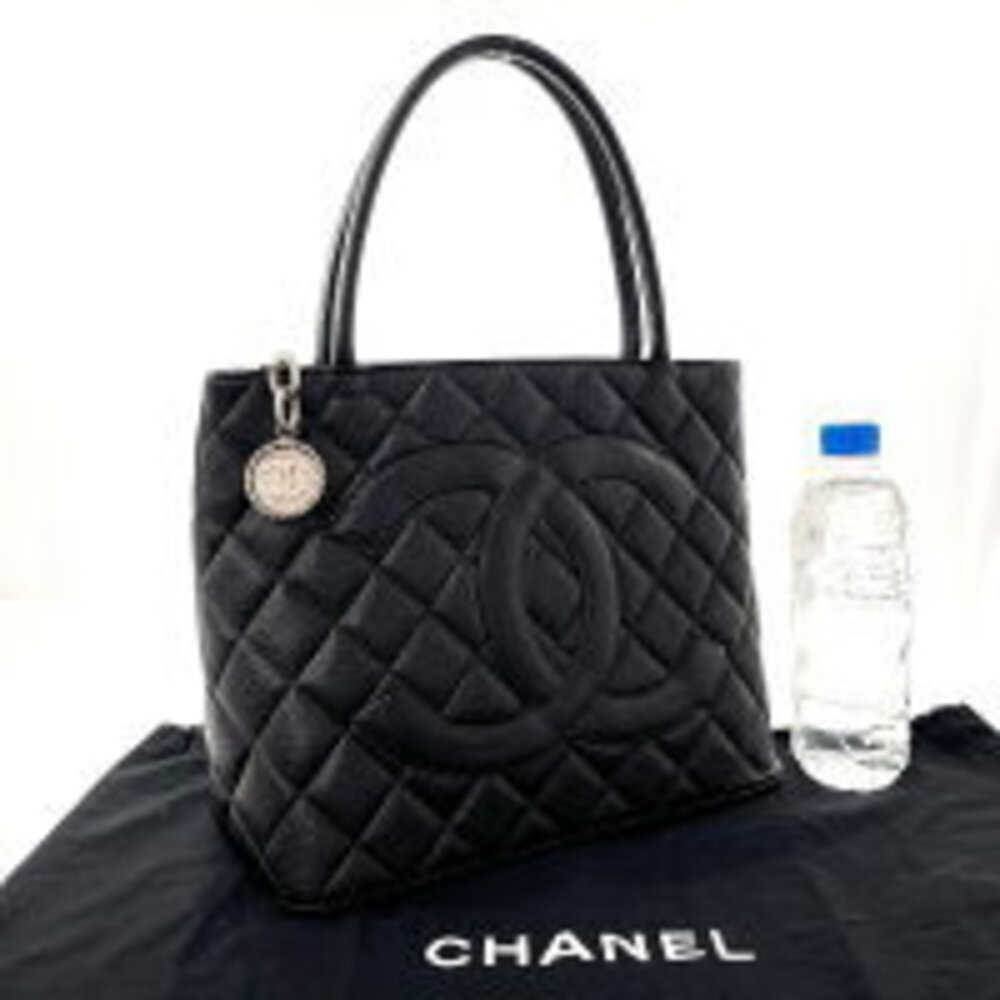 Chanel Leather Matte Tote Matelasse Black Caviar Bag